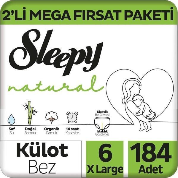 Sleepy Natural 2'li Mega Fırsat Paketi Külot Bez 6 Numara Xlarge 184 Adet - Image 1