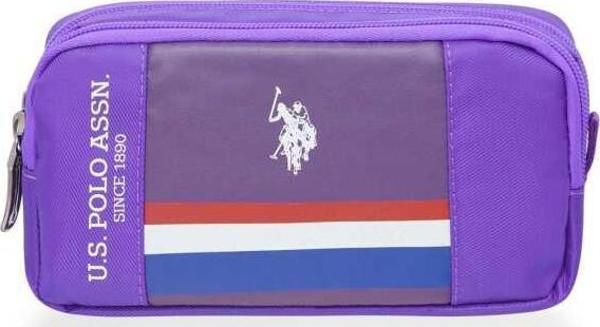 U.S. Polo Assn. Çift Gözlü Deri-Süet Mor Kalem Çantası PLKLK23096 - Image 1