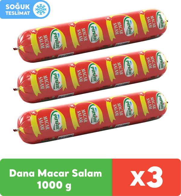 Pınar Dana Macar Salam 1000 g x 3 Adet - Image 1