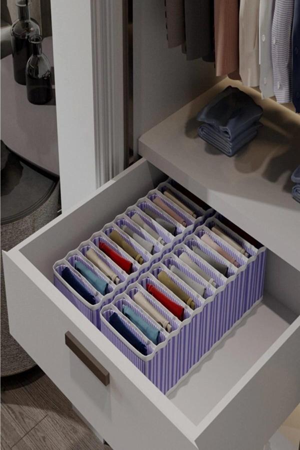 11 Bölmeli Dolap Ve Çekmece Içi Düzenleyici Akordiyon Organizer M-00500 (3 Adet) 00517 - Image 1