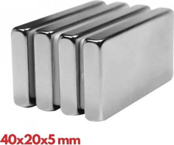 250 Adet 40x20x5 Mm Neodyum Mıknatıs , Köşeli N35 Nikel Kaplamalı Kaliteli Ve Dayanıklı Ürün - Image 1