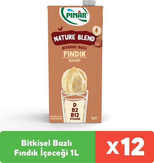 Pınar Nature Blend Bitkisel Bazlı Fındık İçeceği 1 L Vegan Laktozsuz x 12 Adet - Image 1