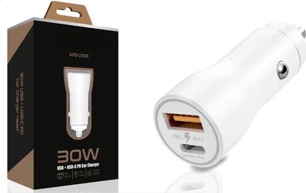 30w Usb Ve Usb-c Pd Araba Şarj Cihazı Hızlı Şarj, İphone Ve Android Uyumlu, Çift Çıkışlı - Image 1