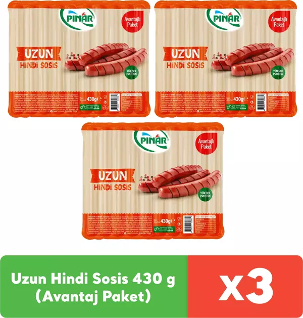 Pınar Uzun Hindi Sosis 430 g x 3 adet - Image 1