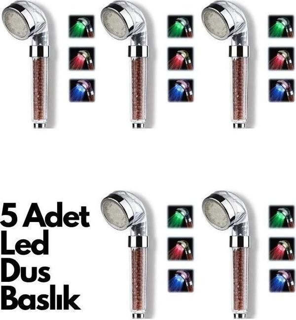 5 Adet Tasarruflu Boncuklu Ledli Duş Başlık-pil Veya Elektrik Gerekmez Kinetik Enerjili - Image 1