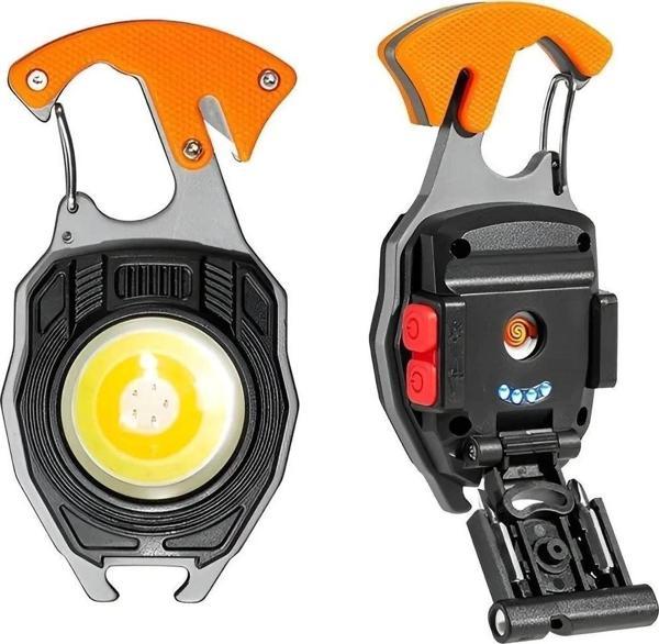 Çok Fonksiyonlu Mini Led Lamba Anahtarlık Ve Çakmak Usb Şarjlı Kamp İçin Taşınabilir 7 Modlu - Image 1