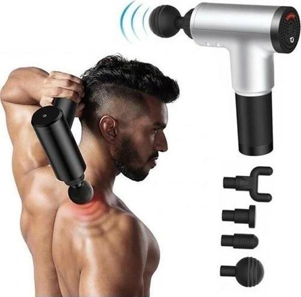 Darbeli Titreşimli Tabanca Masaj Aleti Kas Rahatlatıcı 4 Başlıklı Şarjlı Göbek Eritme Cihazı Zayıfla - Image 1