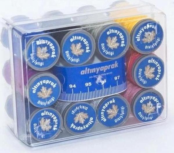 Altın Yaprak Mezuralı Dikiş İpliği Seti 10'lu Kutulu - Image 1
