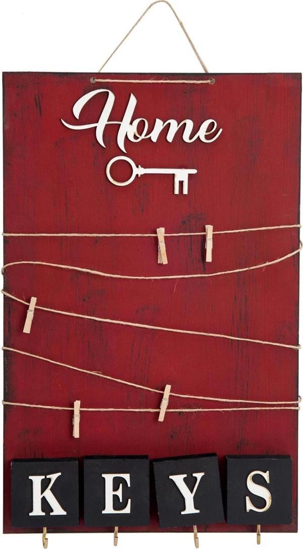 Dekoratif Home Keys Ahşap Resimlik Ve Notluk (kırmızı) - Image 1