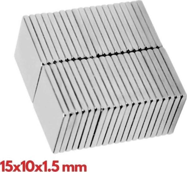 N35 15x10x1.5 Mm Neodyum Mıknatıs 100 Adet, Köşeli, Nikel Kaplamalı Kaliteli Ve Dayanıklı Ürün - Image 1