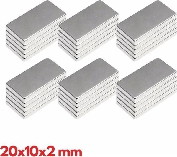 N35 20x10x2 Mm Neodyum Mıknatıs 2000 Adet, Köşeli, Nikel Kaplamalı Kaliteli Ve Dayanıklı Ürün - Image 1