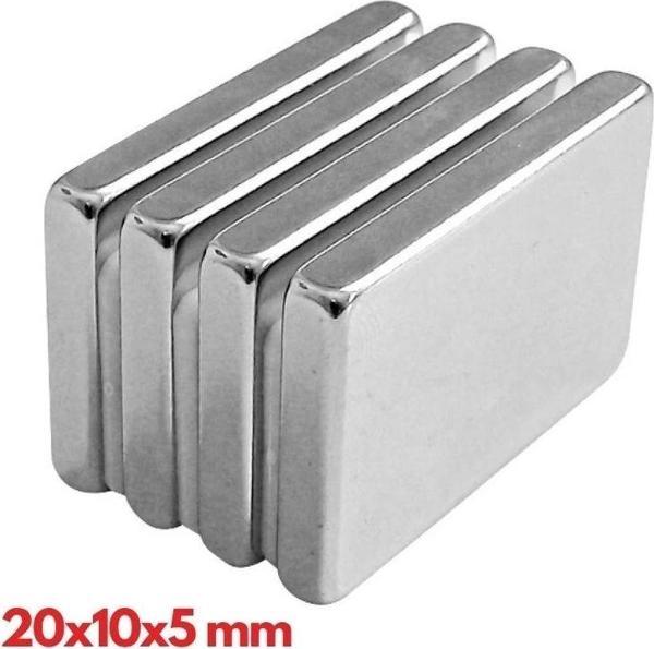 N35 20x10x5 Mm Neodyum Mıknatıs 20 Adet, Köşeli, Nikel Kaplamalı Kaliteli Ve Dayanıklı Ürün - Image 1