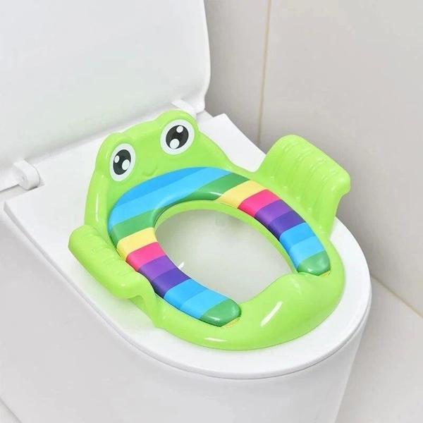 Kurbağa Model Çocuk-bebek Yanlardan Tutmalı Yumuşak Süngerli Klozet Kapağı Adaptörü Yeşil - Image 1