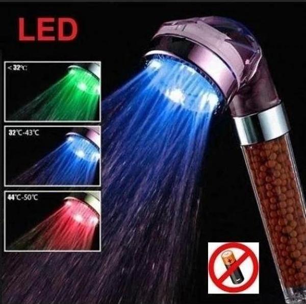 Led Işıklı Banyo Duş Başlığı Su Tasarruflu Duş Fıskiyesi -pil Veya Elektrik Gerekmez. - Image 1