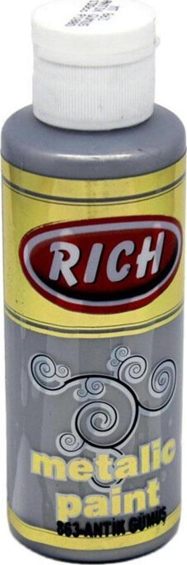 Rich Akrilik Boya Metalik Boya 120 CC Antik Gümüş 0863 - Image 1