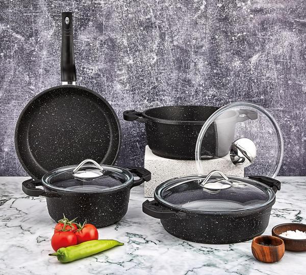 Polo Chef Iron Siyah 7 Parça Granit Tencere Seti - Image 1