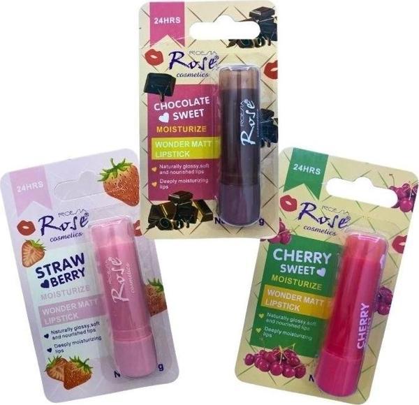 Yoğun Etkili Dudak Koruyucu Nemlendirici Balm Kiraz Çilek Çikolata (3lü Set) - Image 1