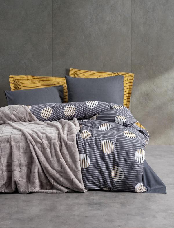 Cotton Box Çift Kişilik Trim Battaniyeli Nevresim Takımı Smooth Gri - Image 1