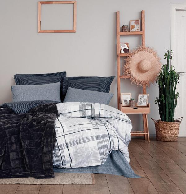 Cotton Box Çift Kişilik Trim Battaniyeli Nevresim Takımı Smooth Siyah - Image 1