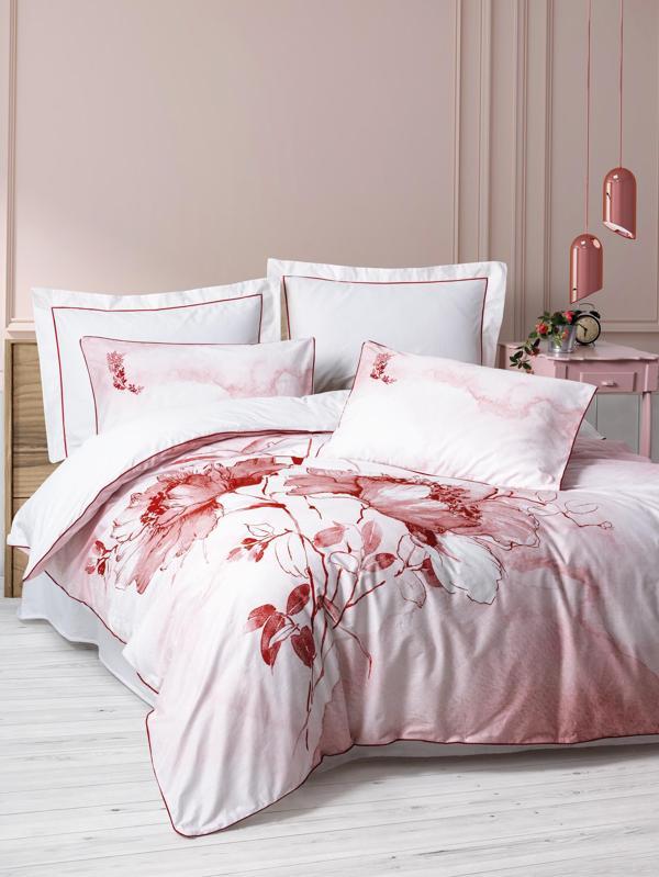 Cotton Box Elite Saten Çift Kişilik Nevresim Takımı Gules Kırmızı - Image 1