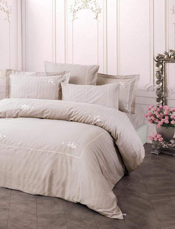 Cotton Box Nakışlı Saten Çift Kişilik Nevresim Takımı Alameda Lila - Image 1