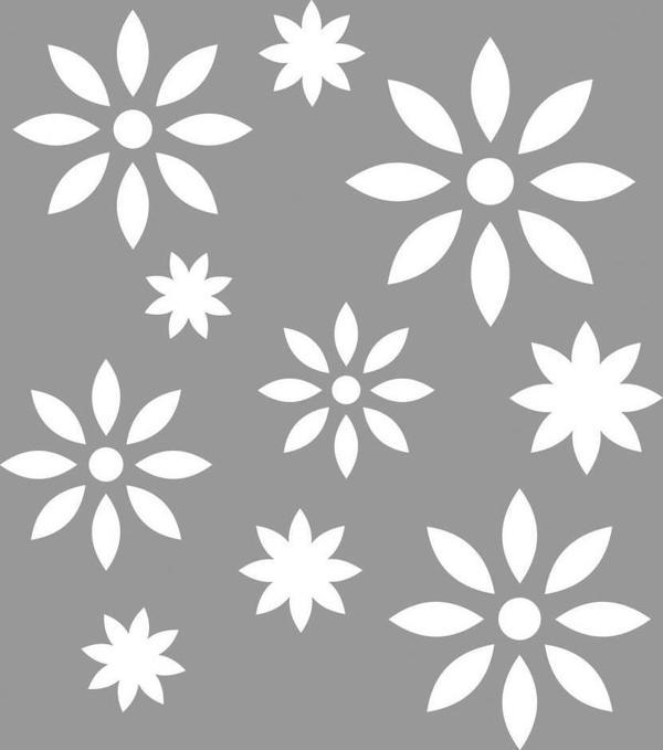 Çiçek Yıldız Desen Stencil Boyama şablonu 30x30 cm, Duvar Stencil, Fayans Stencil, Mobilya Stencil - Image 1