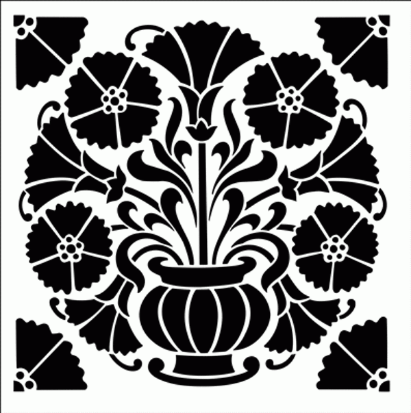 Çini 5 Stencil Boyama şablonu 30x30 cm, Duvar Stencil, Fayans Stencil, Mobilya Stencil - Image 1