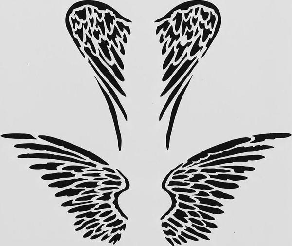 Melek Kanatları Stencil Boyama şablonu 30x30 cm, Duvar Stencil, Fayans Stencil, Mobilya Stencil - Image 1