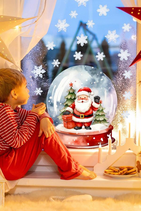 Yılbaşı Noel Baba Kar Küresi Çocuk Odası Duvar Sticker 50 x 70 cm - Image 1