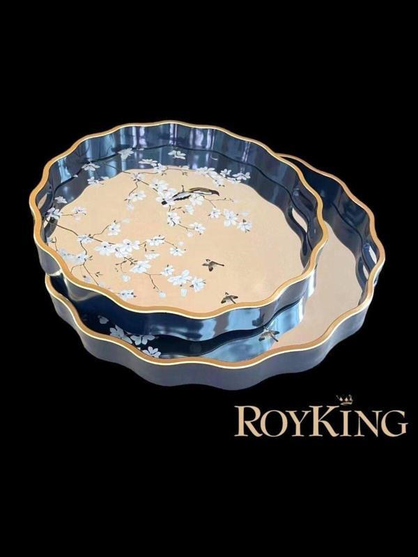 Royking Peafowl 2'li Yuvarlak Tepsi 39x4 Ve 34x4 - Image 1