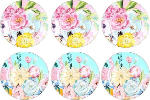 LuckyArt Peony Bone 6'lı 20 cm Servis Tabağı Seti - Image 1