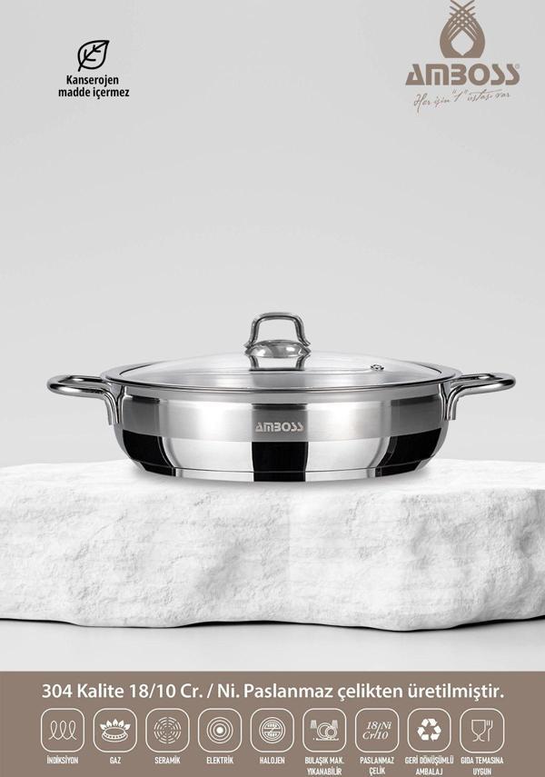Saphire 24 Cm Cam Kapak Basık Tencere - Image 1