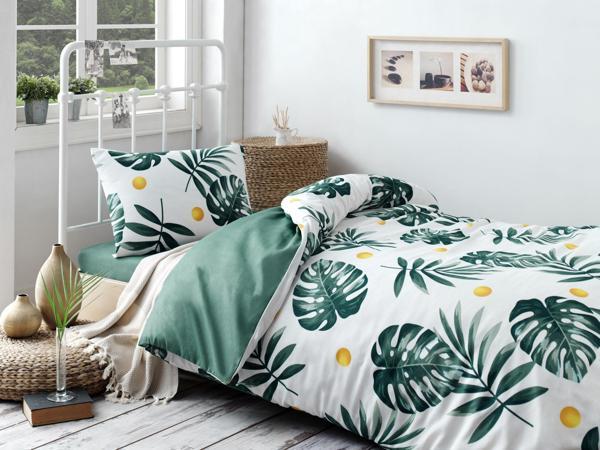 Kolay Ütülenir Nevresim Takımı Tek Kişilik Monstera Yeşil - Image 1