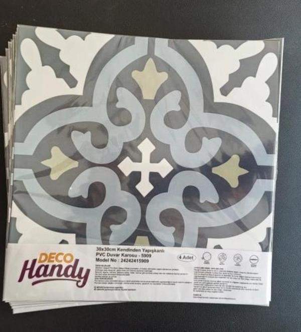 DecoHandy  Pvc Duvar Karosu 30x30cm 4'lü Paket - Çini Desen  0,36m2 - Image 1