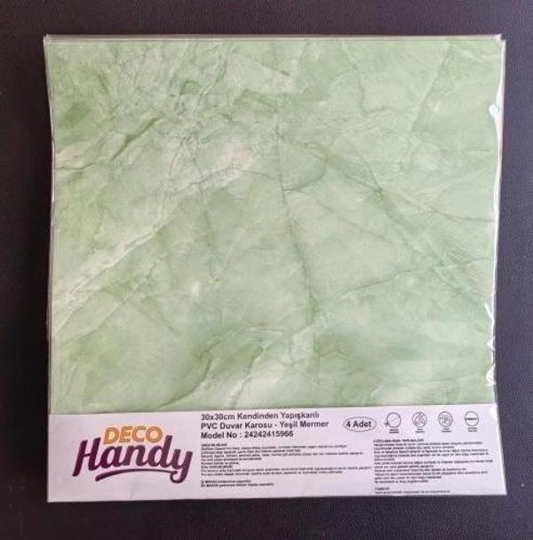 Decohandy 30x30 Cm Pvc Duvar Karosu 4'Lü Paket - Yeşil Mermer - Image 1