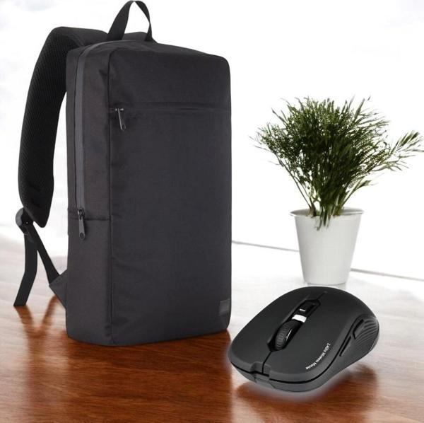 Classone Mila PR-EK100 15,6'Su Geçirmez Kumaş Fermuar Notebook Sırt Çantası+Kablosuz Mouse - Image 1