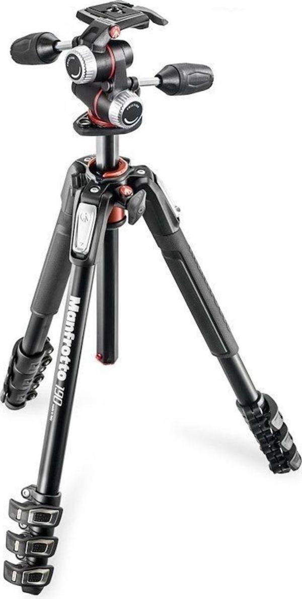 Manfrotto Mk190Xpro4-3W Alüminyum Tripod 4 Sekme + Mhxpro-3W Başlıklı Kit - Image 1