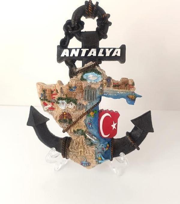 Biblo Çapa Ayaklı Biblo Obje Antalya Turizm Bayrak Gezi Tatil Masa Duvar Süsü  - Image 1