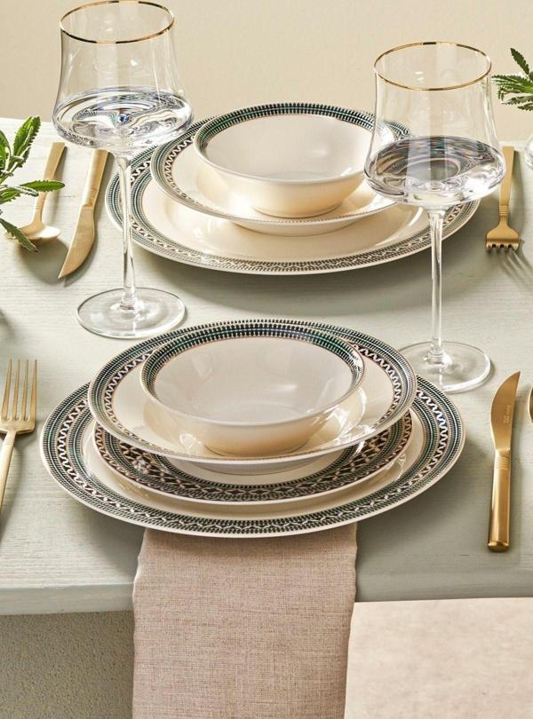 Karaca Elegance Bone Cordoba 53 Parça 12 Kişilik Yemek Takımı Gold - Image 1