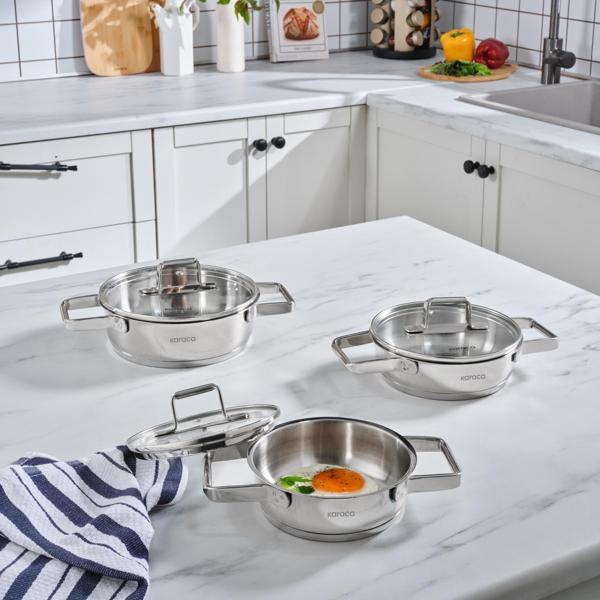 Karaca Valora 6 Parça Çelik Sahan Seti - Image 1