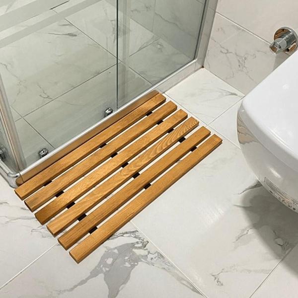 Reyo Ahşap İpli Banyo Paspası, Bahçe Balkon Paspası 30x70cm   - Image 1