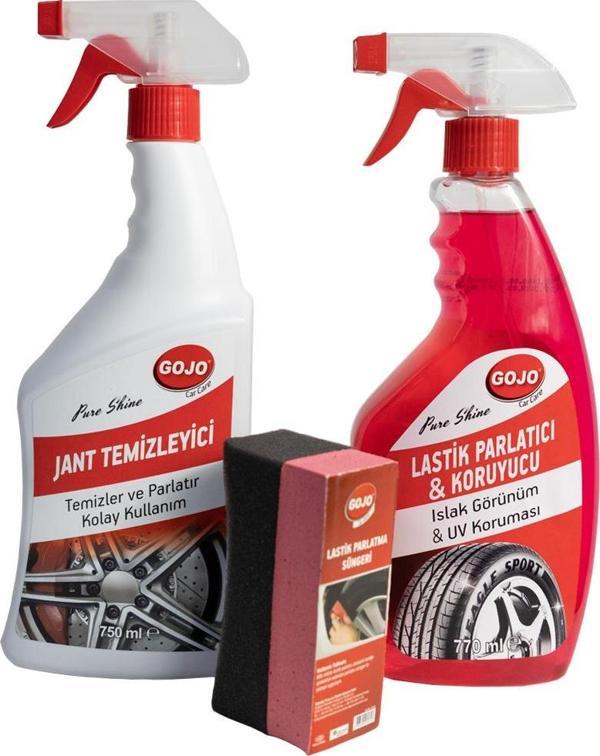 Gojo Lastik Parlatıcı 750 ML + Jant Temizleyici 750 ML + Lastik Parlatma Süngeri - Image 1