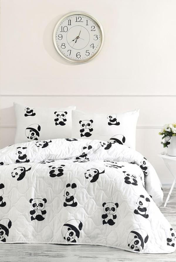 Tek Kişilik Kapitone Yatak Örtüsü Seti Panda - Image 1