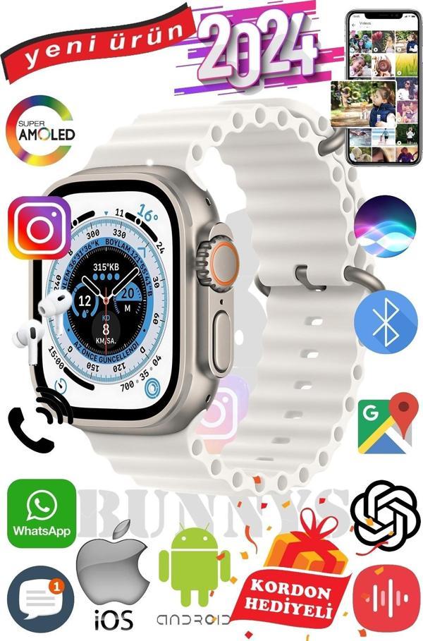 Samsung Galaxy A50 Uyumlu Akıllı Saat ULTRA MAX 2024 Kordon Hediyeli Amoled Ekran - Image 1