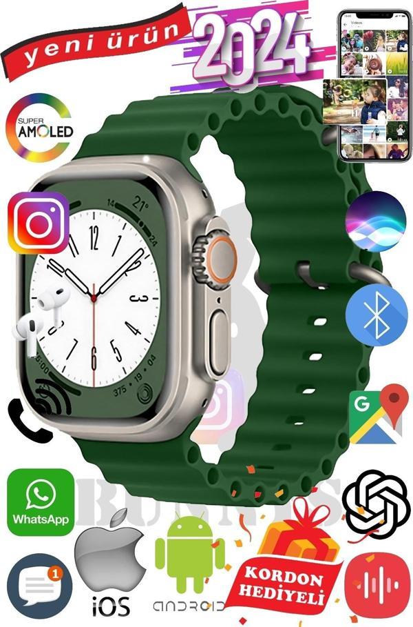Samsung Galaxy A70 Uyumlu Akıllı Saat ULTRA MAX 2024 Kordon Hediyeli Amoled Ekran - Image 1
