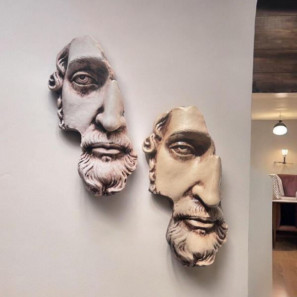 Mes Reves Design Yarım Yüz Antik Zeus Heykeli Modern Sanat Yunan Mitolojisi Duvar Dekoru 2'Li Set Ev Ofis Dekor - Image 1