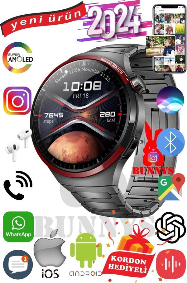 Xiaomi Mi 10 Uyumlu Akıllı Saat Erkekler İçin Konuşma Özellikli Metal Kordon Hediyeli - Image 1