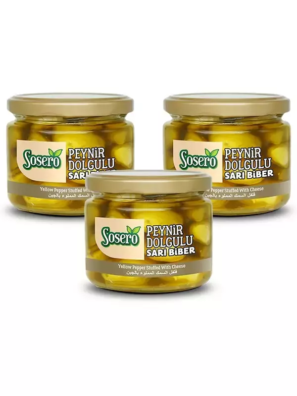 Sosero Peynir Dolgulu Balık Biber 3 X 290 Gr Cam Kavanoz - Image 1