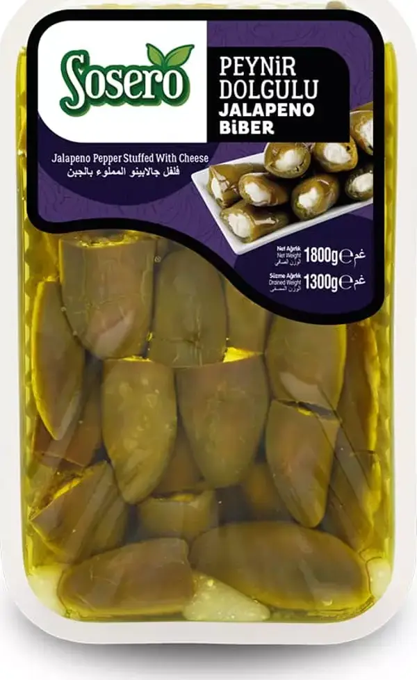 Sosero Peynir Dolgulu Jalapeno Biber 1300 Gr Tabak - Image 1