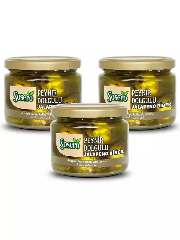 Sosero Peynir Dolgulu Jalapeno Biber 3 X 290 Gr Cam Kavanoz - Image 1